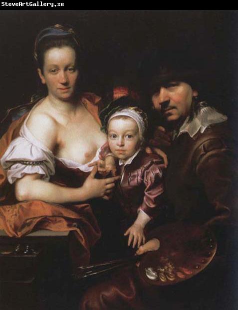 Johann kupetzky Portrait of the Artist with his Wife and Son